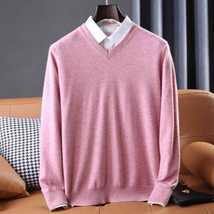 Women's V-neck pullover sweater in soft knit. Elegant top for winter fashion, casual wear & everyday comfort.