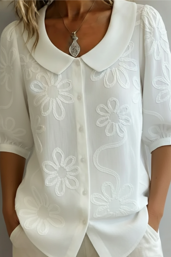 Relaxed fit women's floral blouse, offering comfort and style for casual wear and everyday chic.