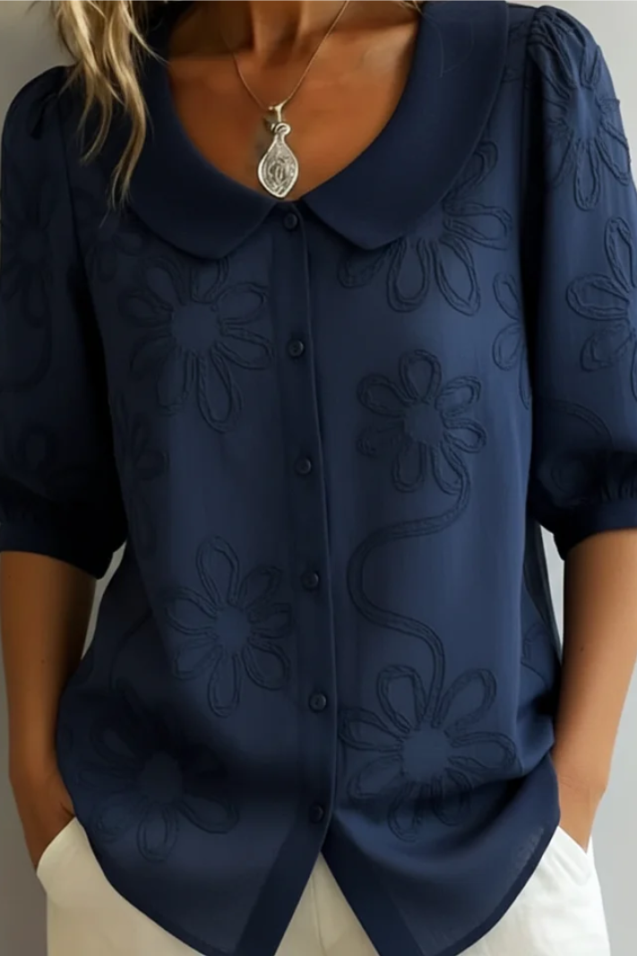 Elegant women's floral blouse. Relaxed fit top, ideal for casual wear, office style & spring fashion. Feminine & chic.