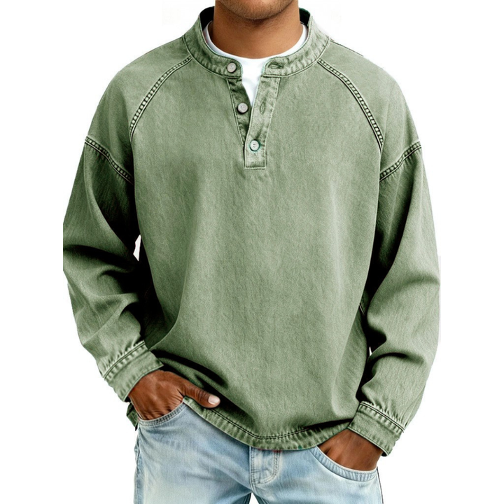 Elegant men's vintage style long sleeve button shirt, perfect for modern casual men's fashion & comfort.