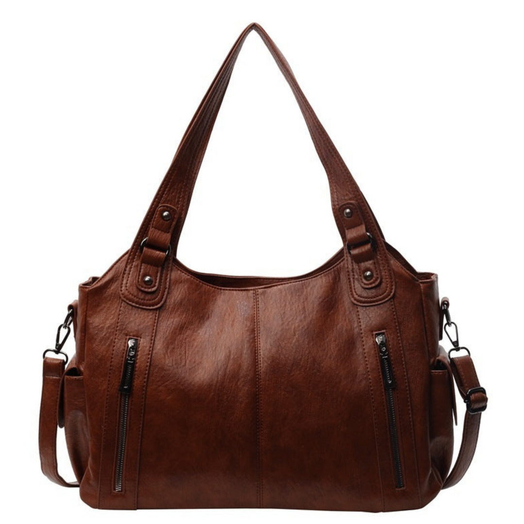 Women's everyday faux leather shoulder tote, a spacious handbag for work, travel, or errands.