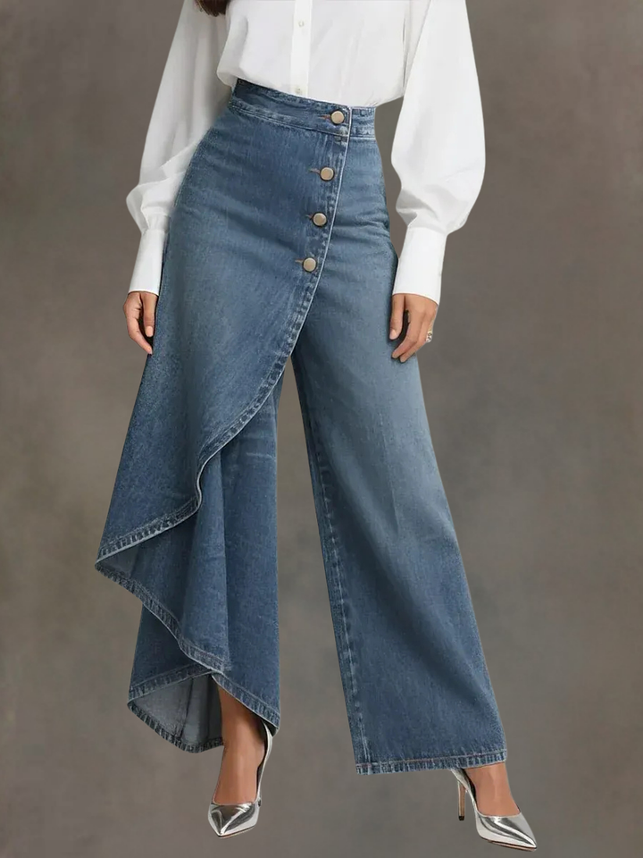 Women's elegant high-waisted wide-leg trousers for versatile style & comfort, perfect for work or casual wear.
