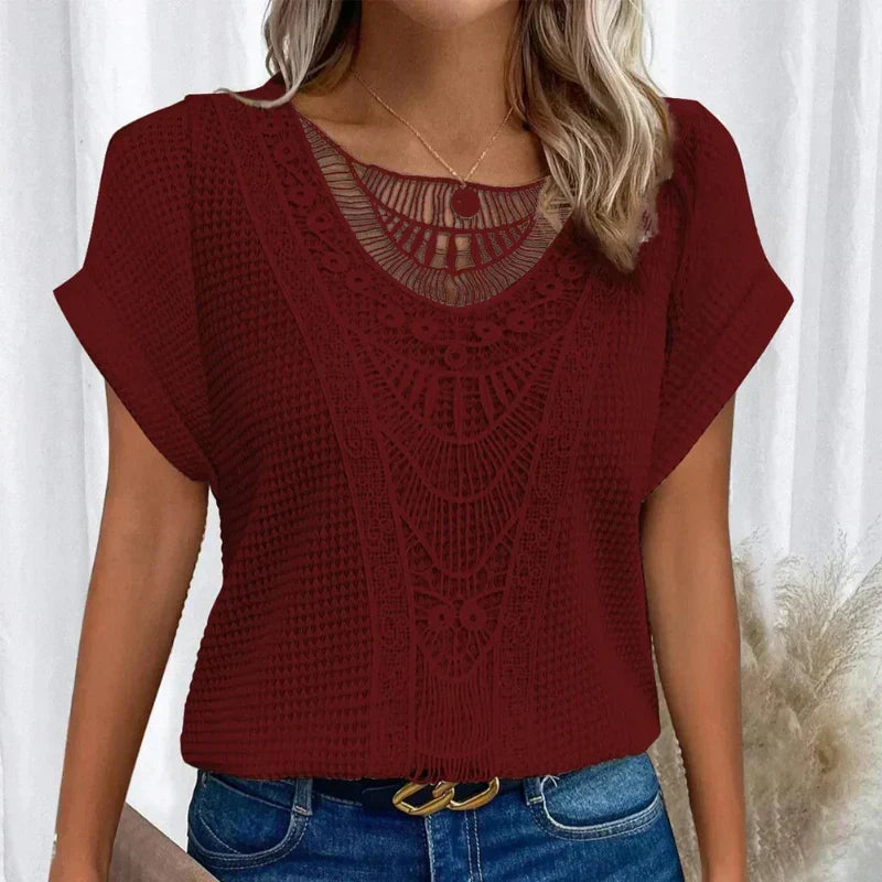 Stylish women's Ibiza style top with a boho chic vibe, breezy and flowy, offering elegant comfort for summer.