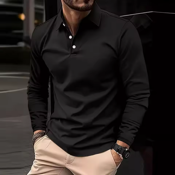 Soft men's classic long sleeve shirt, regular fit, designed for all-day everyday comfort & versatile styling.