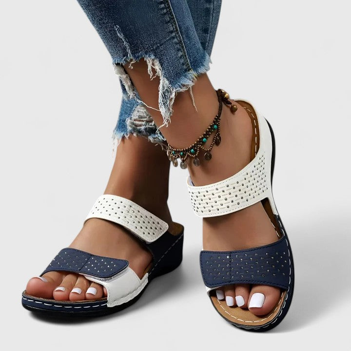 Women's comfortable orthopaedic footwear; sandals with arch support & non-slip grip.