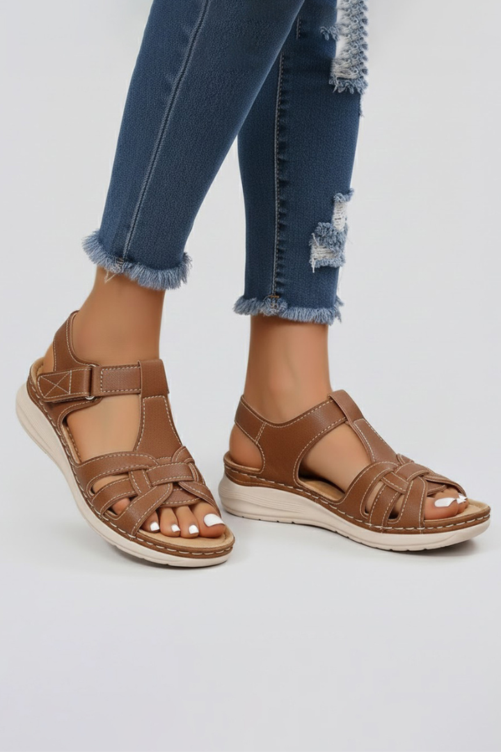Chic women's open-toe strap sandals. Versatile and stylish summer footwear for warm weather fashion.