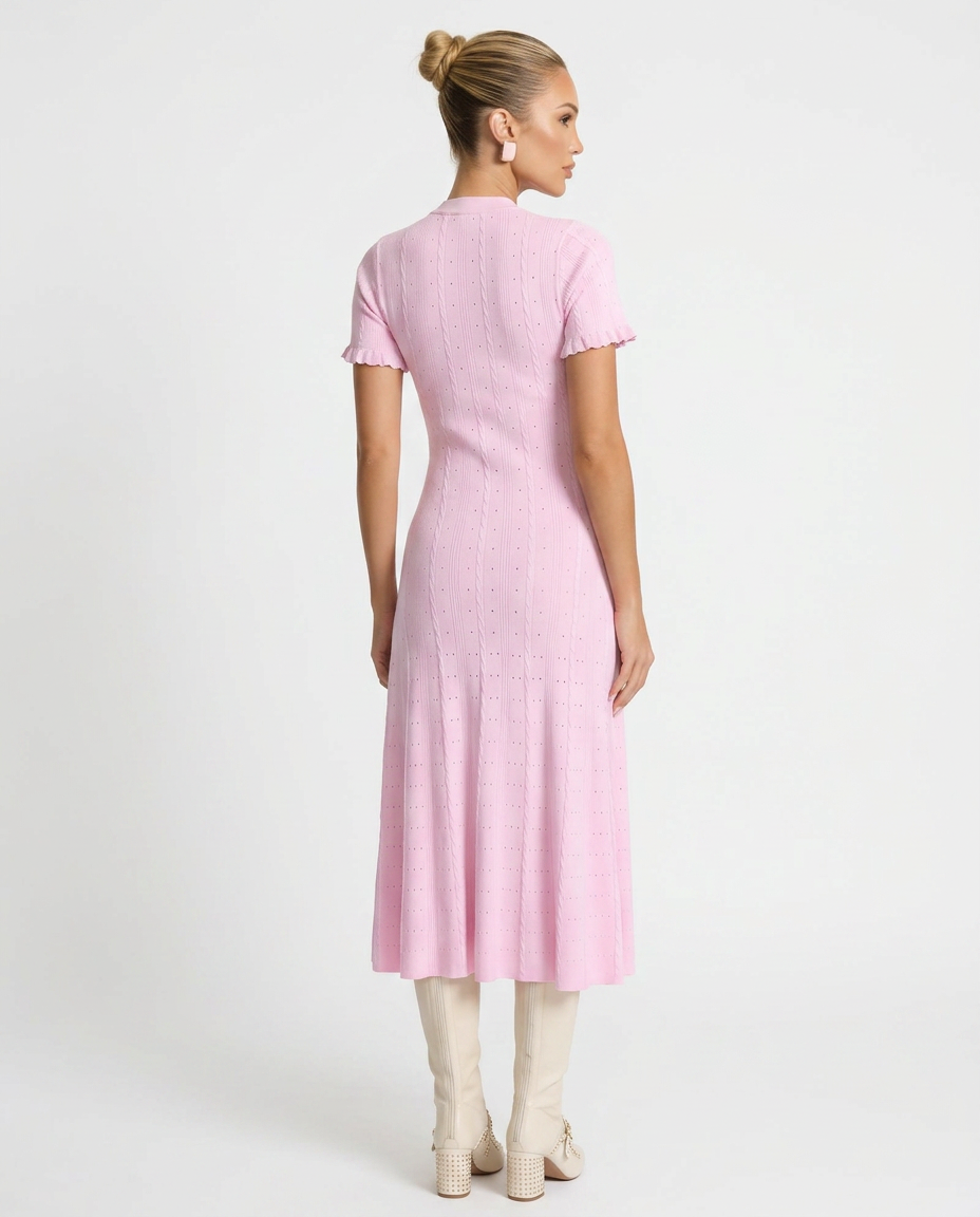 Sophisticated button-front midi dress for women, an elegant choice for cocktail parties & smart casual events.