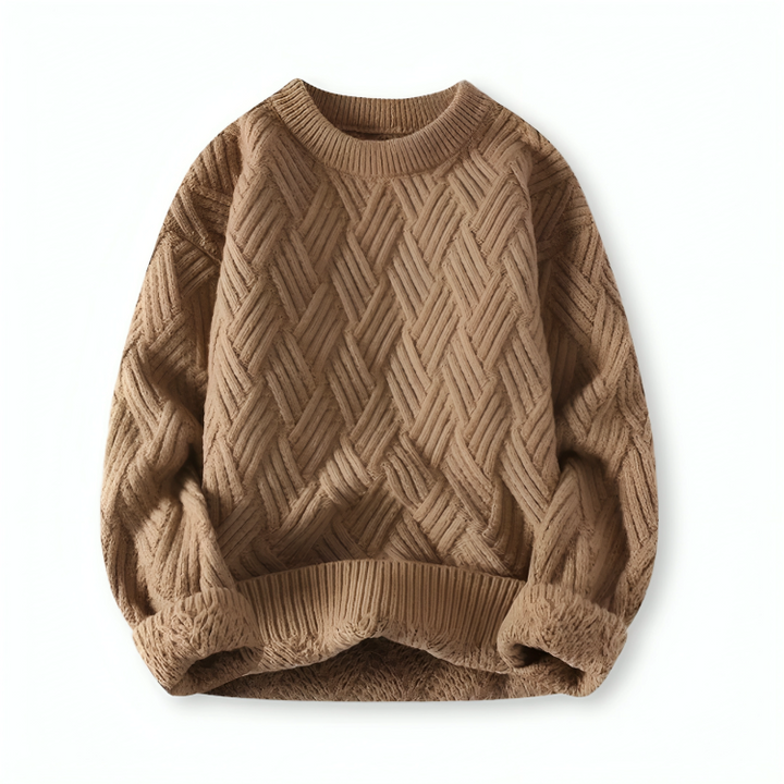 Stylish men's crew neck sweater with ribbed knit texture. Ideal long sleeve top for everyday fashion.