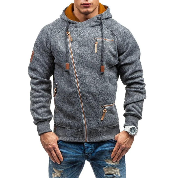 Casual men's pullover hoodie, perfect for fall and winter loungewear, featuring soft fabric & pockets.