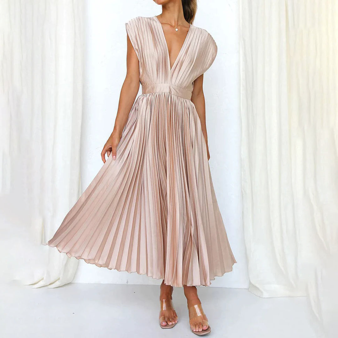 Elegant flowy midi dress for women, perfect for parties, formal events, or summer date nights.