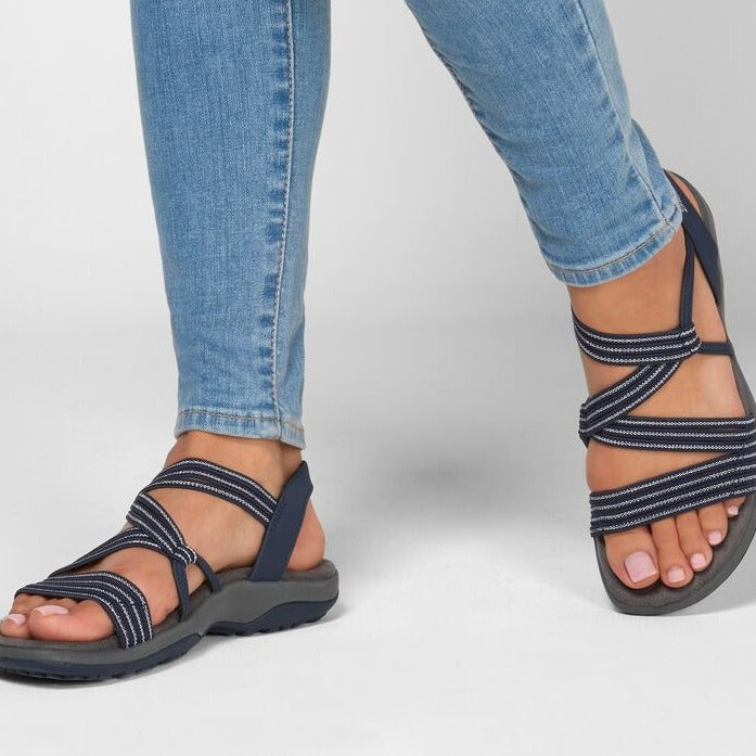 Comfortable women's orthopaedic sandals with adjustable straps, arch support & foot relief. Ideal for walking.