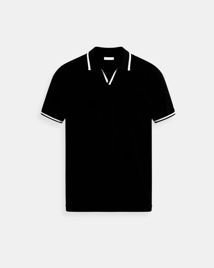 Lightweight men's short sleeve polo shirt with contrast collar. Perfect for everyday smart casual style & comfort.