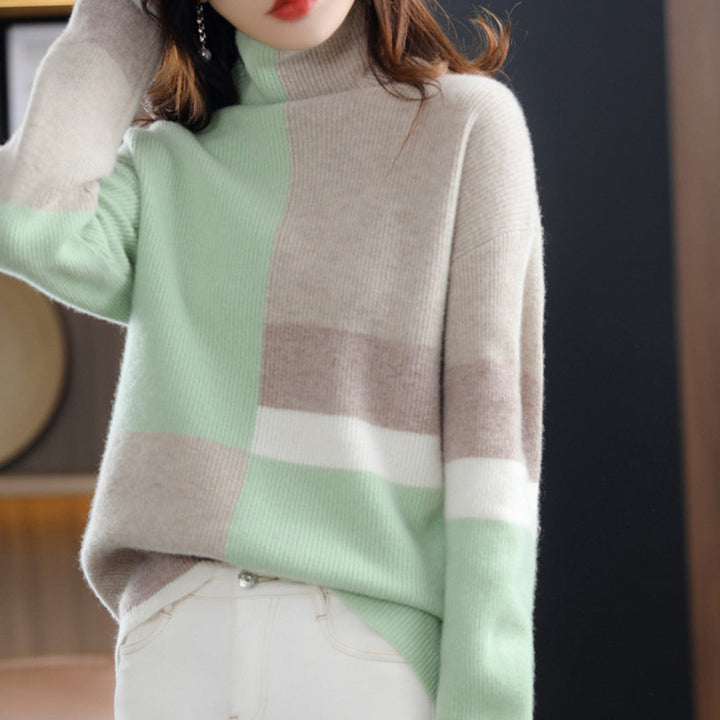 Elegant women's light turtleneck sweater for versatile layering. Chic everyday wear, ideal for fall & spring fashion.