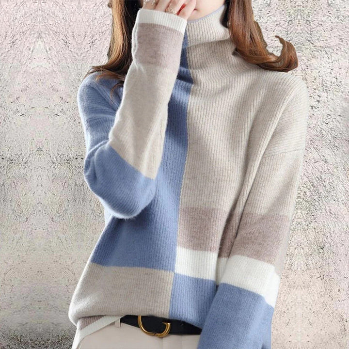 Everyday women's light turtleneck sweater, a chic & versatile long sleeve top. Ideal for fall & spring layering fashion.