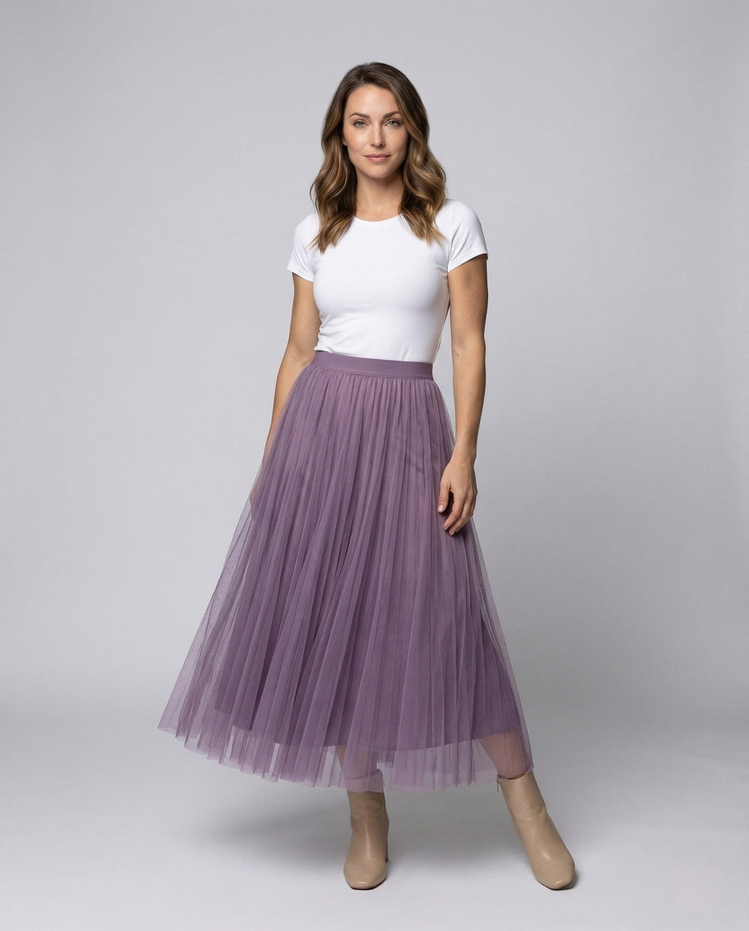 Elegant women's pleated maxi skirt, perfect for formal occasions & chic outfits.