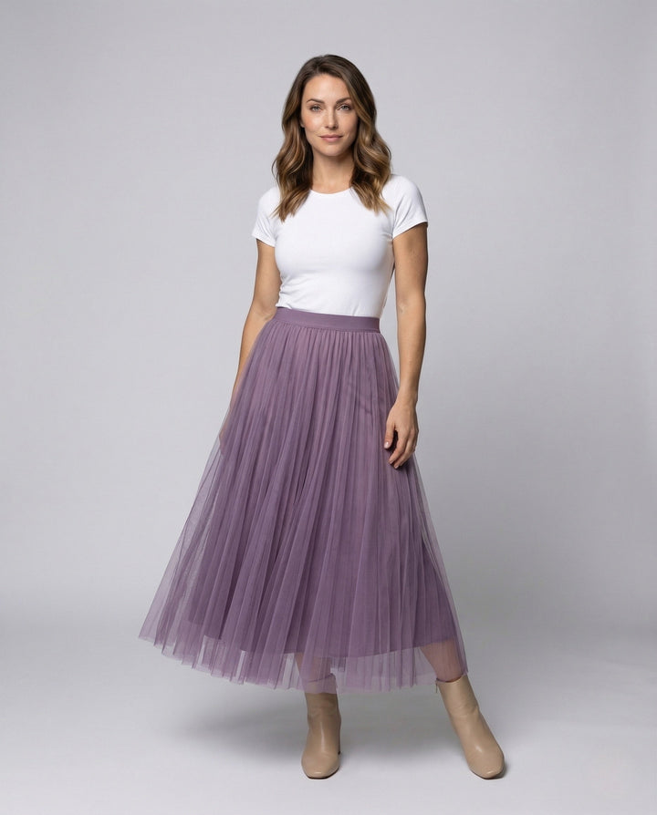 Elegant women's pleated maxi skirt, perfect for formal occasions & chic outfits.