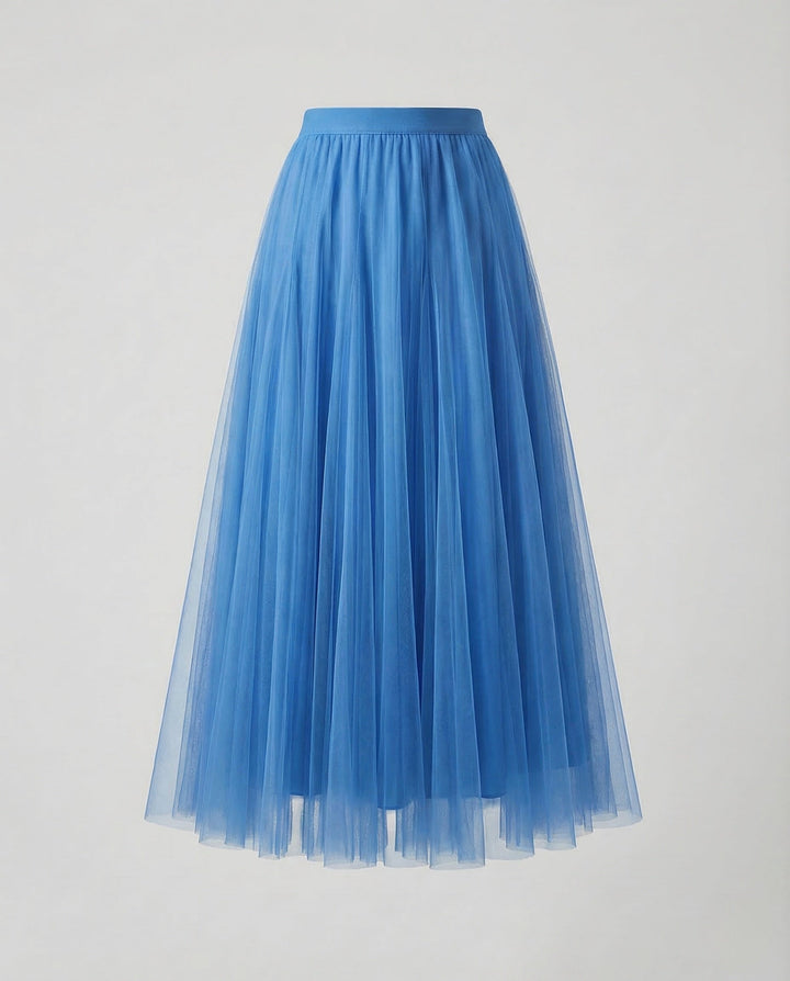Women's high-waisted pleated maxi skirt with beautiful flow, an elegant choice for party wear.