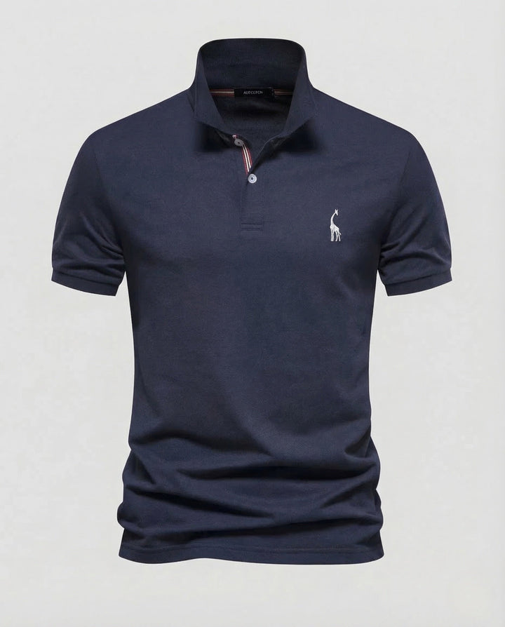 Lightweight men's short sleeve polo shirt, ideal for summer casual wear. Classic design with chest emblem.