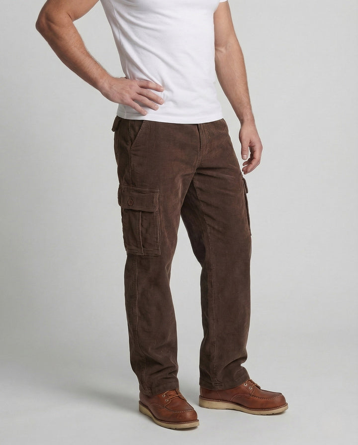 Durable men's cargo pants, comfortable for everyday wear, with ample pockets for workwear or adventure.