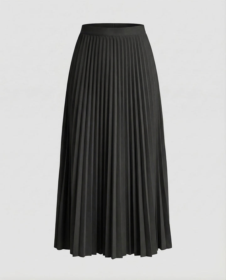 Modest women's pleated midi skirt, offering an elegant, comfortable fit for spring & summer.