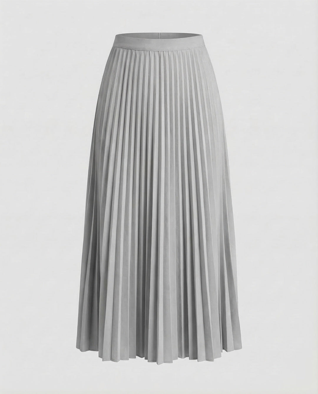 Comfortable women's flowy pleated midi skirt, essential for elegant summer & spring fashion.