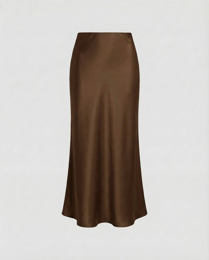 Versatile white high-waist midi skirt, a draped women's bottom for elegant summer casual chic.