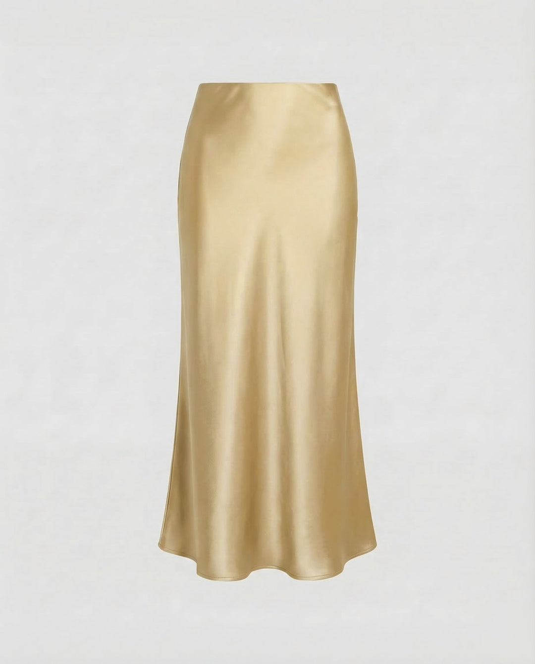Chic green flowy midi skirt, a high-waist women's bottom offering elegant style for any occasion.