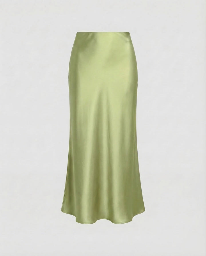 Elegant women's flowy midi skirt in a rich brown, perfect high-waist bottom for year-round style.