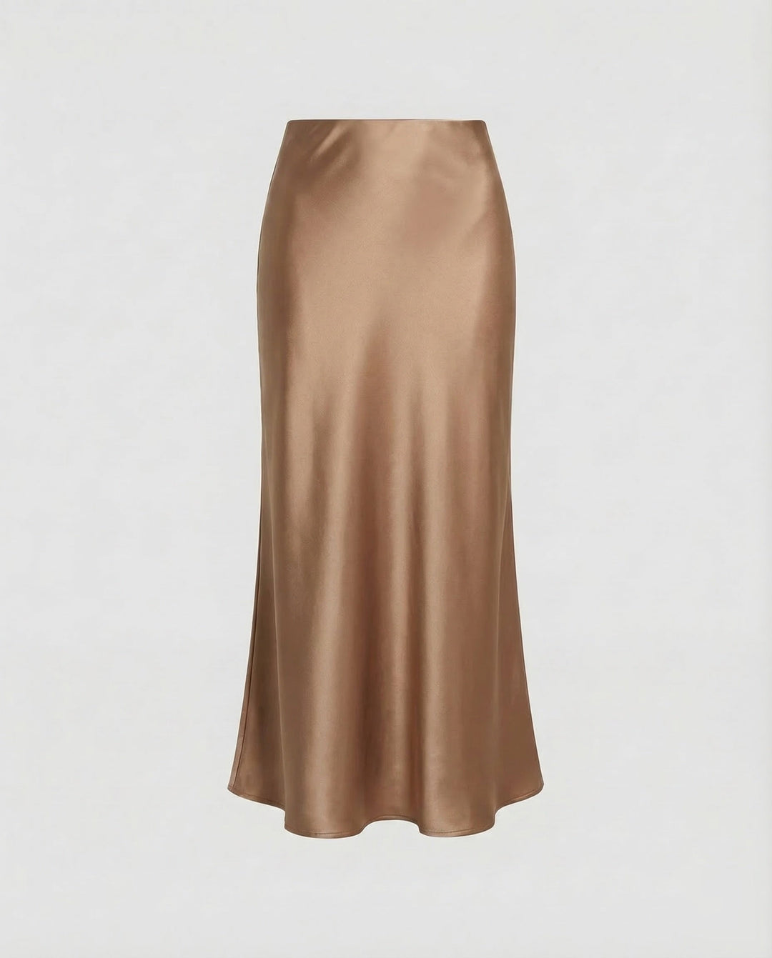 Green high-waist flowy midi skirt, a perfect women's bottom for elegant spring and summer style.