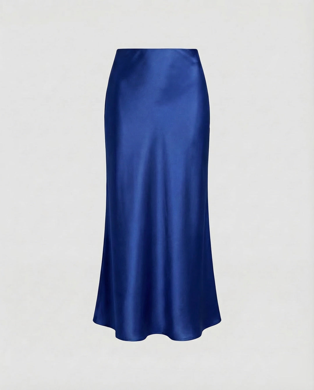 Serene blue elegant midi skirt, a draped high-waist bottom offering versatile fashion for women.
