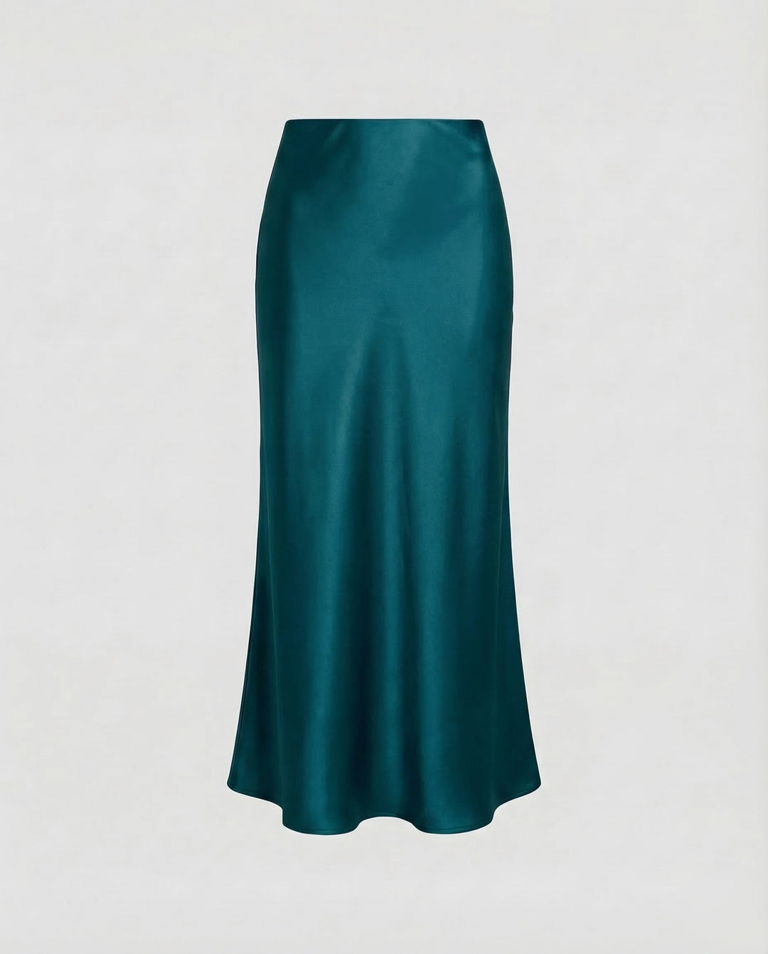 Vibrant red high-waist draped midi skirt, a standout women's apparel piece for elegant parties.