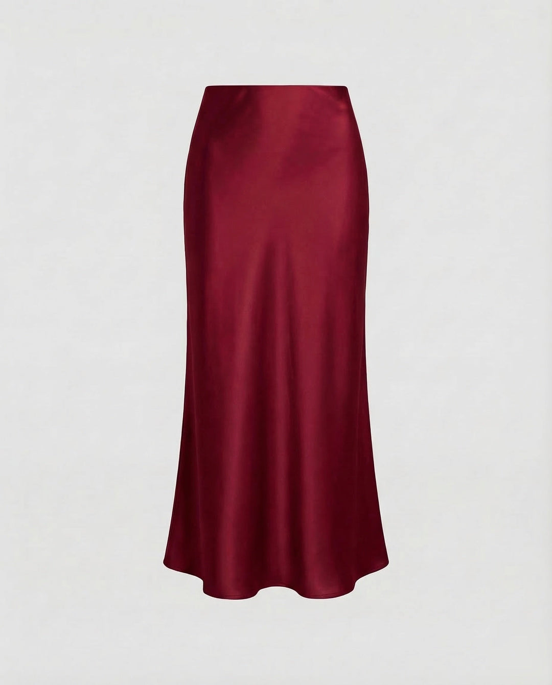 Blue draped midi skirt, a versatile high-waist women's bottom for elegant casual or party wear.