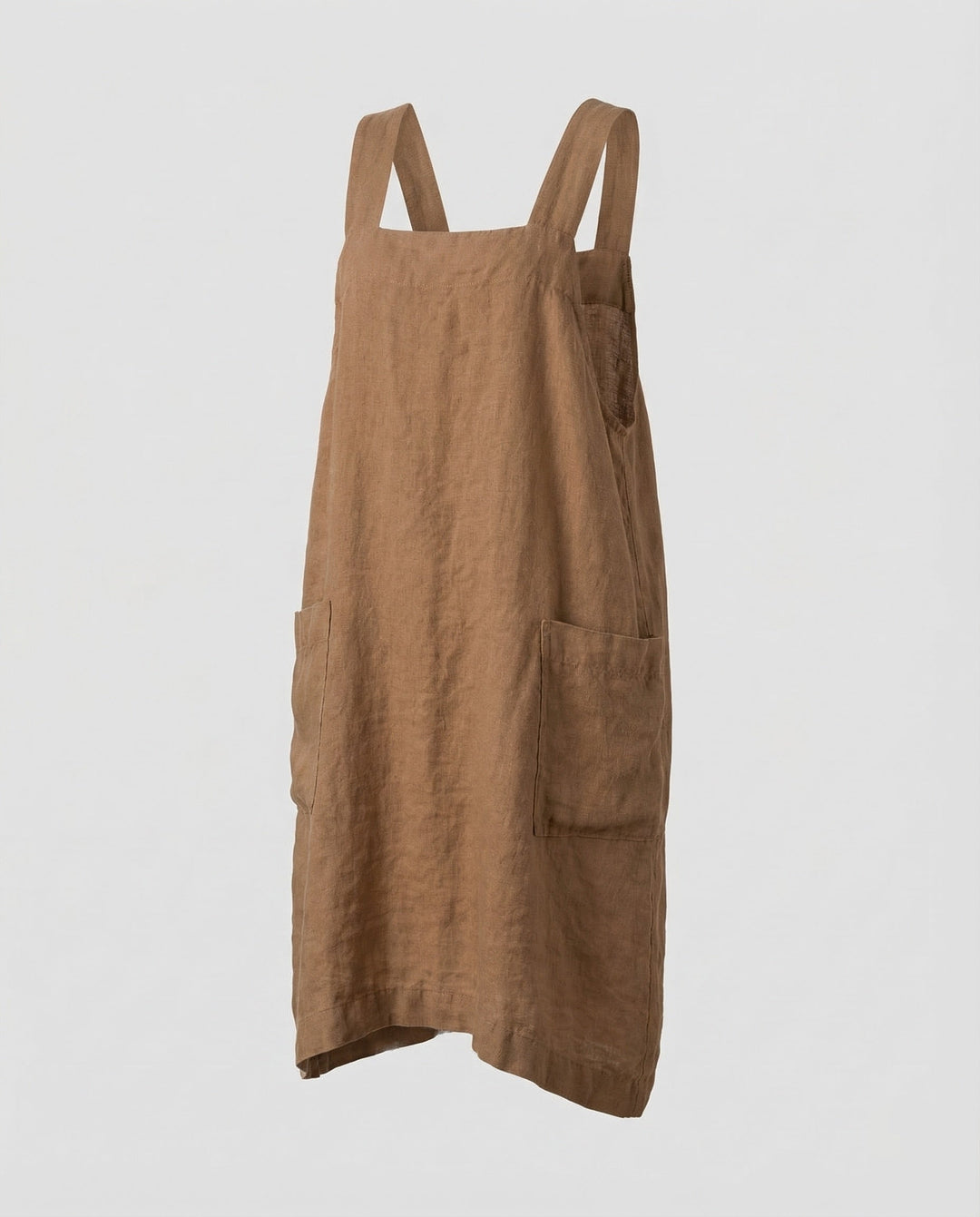 Versatile women's pinafore dress with a square neck and relaxed silhouette, ideal for summer outfits.