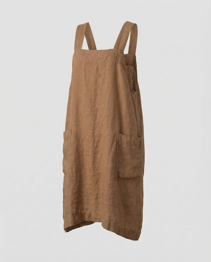 Versatile women's pinafore dress with a square neck and relaxed silhouette, ideal for summer outfits.