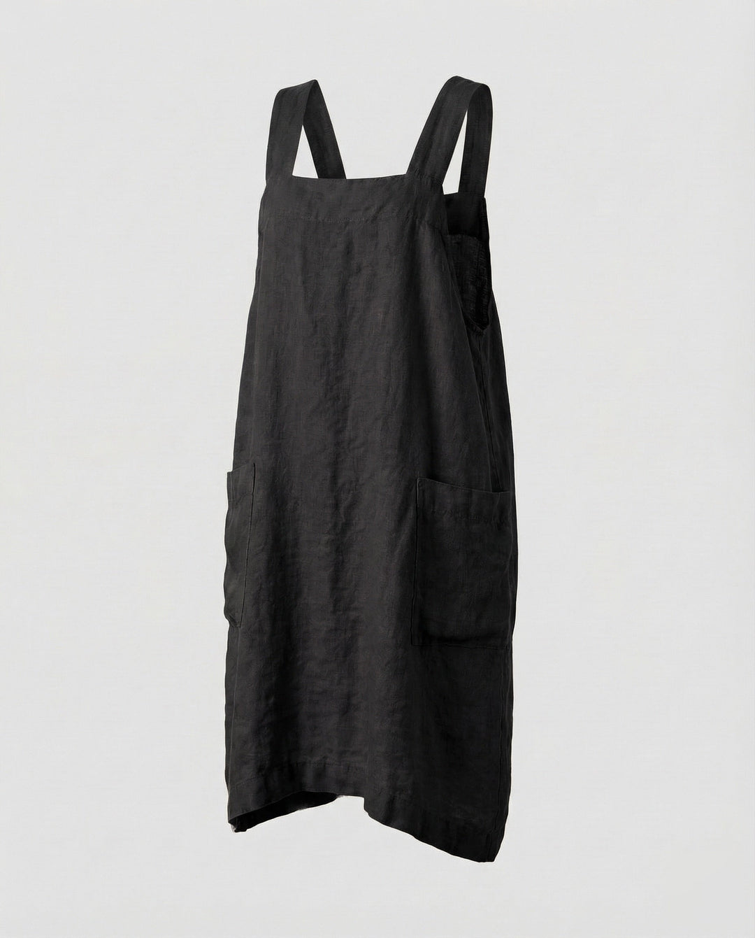 Women's relaxed fit square neck overall dress with pockets, perfect for a chic yet casual summer look.
