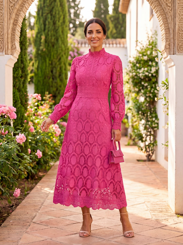 Elegant women's spring formal midi dress, perfect for weddings, parties & special occasions.