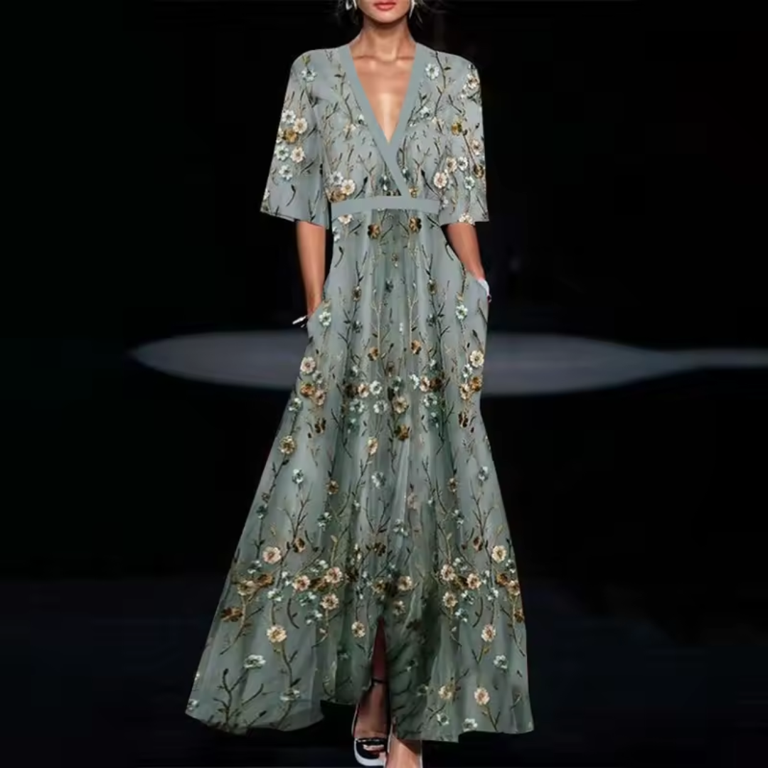 Versatile floral day dress for women, offering a comfortable, flowy fit ideal for casual outings or special occasions.