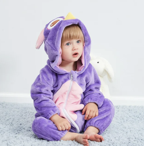Adorable baby bear animal romper, comfortable for playtime & naps.
