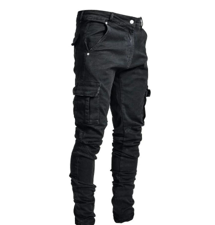 Stylish men's slim fit utility cargo pants, ideal for versatile modern streetwear fashion and everyday comfort.