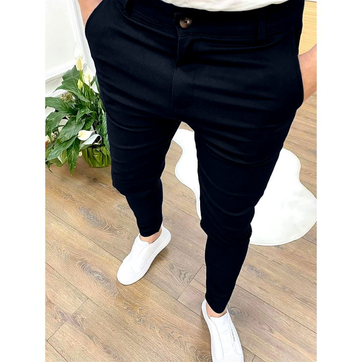 Stylish men's comfort fit chino trousers, offering everyday wearability and modern fashion appeal.