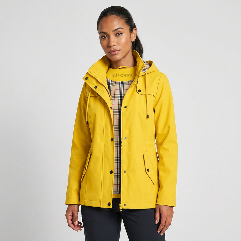 Women's casual zip-up hooded jacket with drawstring waist, perfect for everyday outerwear.