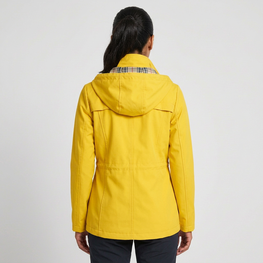 Versatile women's casual hooded zip-up jacket. Lightweight outerwear with drawstring waist for transitional fashion.