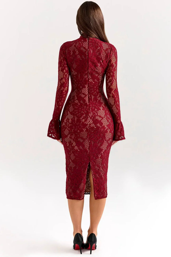 Beautiful floral midi dress for women, ideal for spring, summer & fall special occasion parties.
