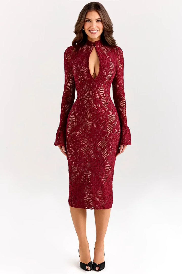 Elegant floral midi dress for women, perfect for special occasions, parties & evening events.