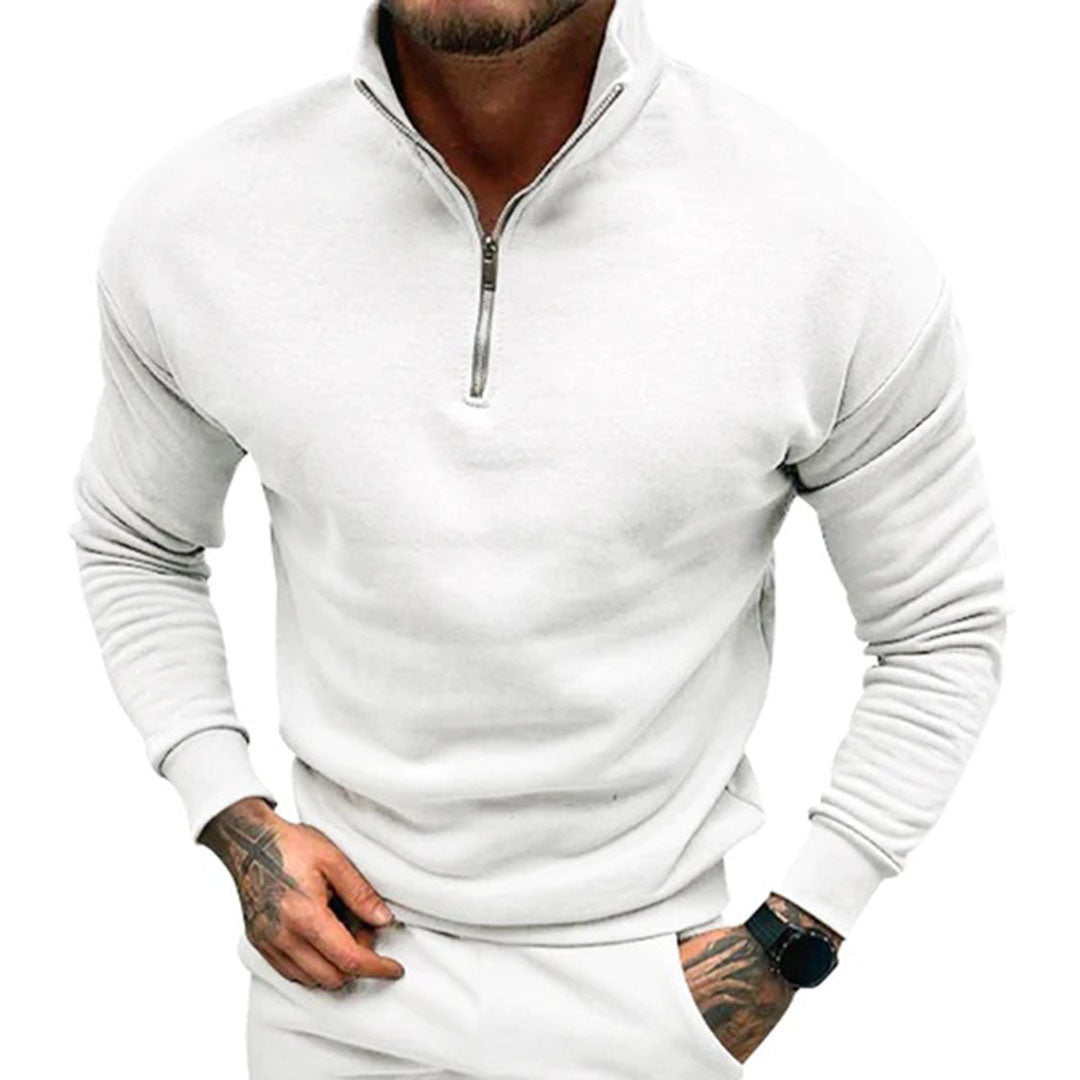 Comfortable men's knit half zip pullover, long sleeve, ideal for everyday casual wear.
