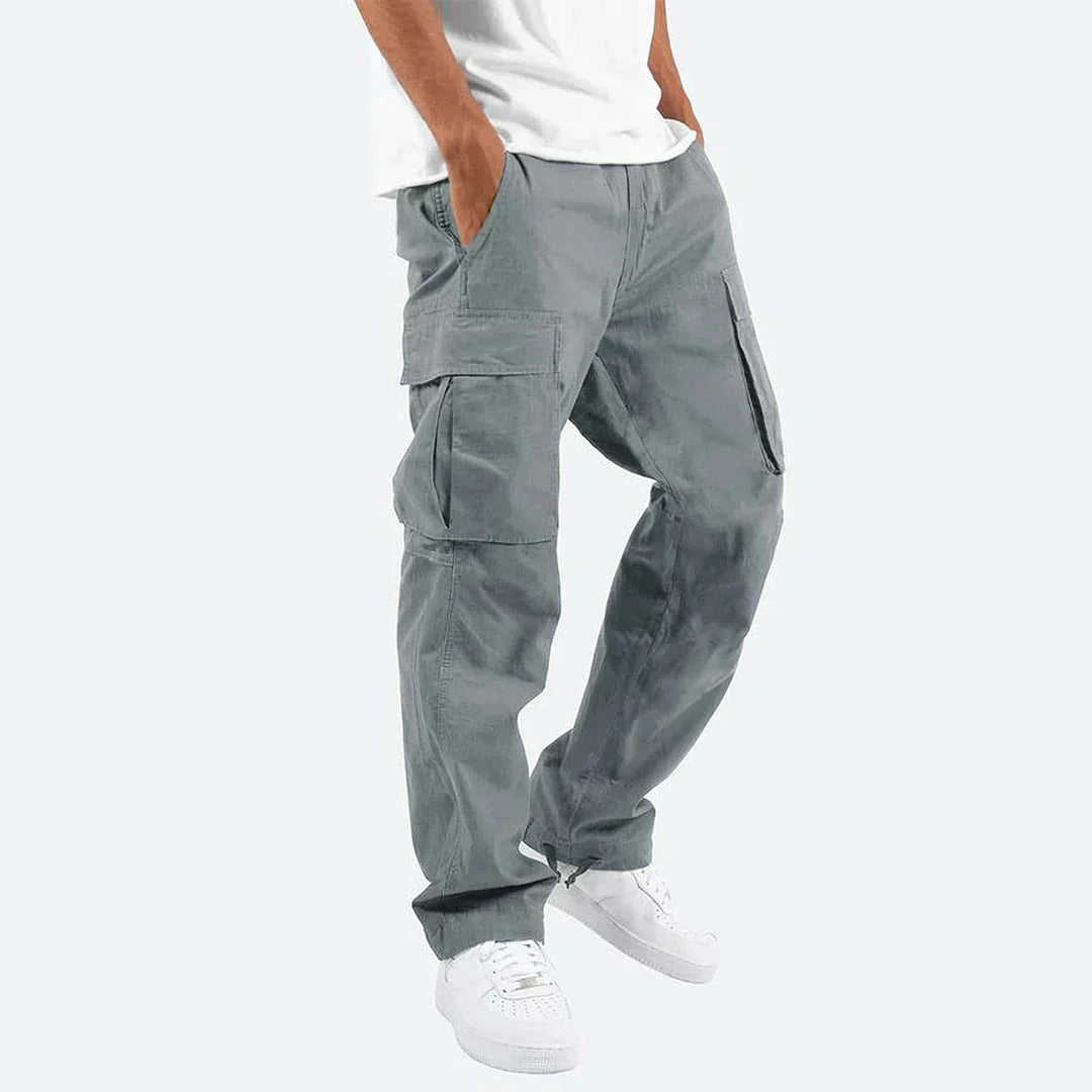 Modern men's cargo pants, combining street style with the utility of multi-pockets & a comfy fit.