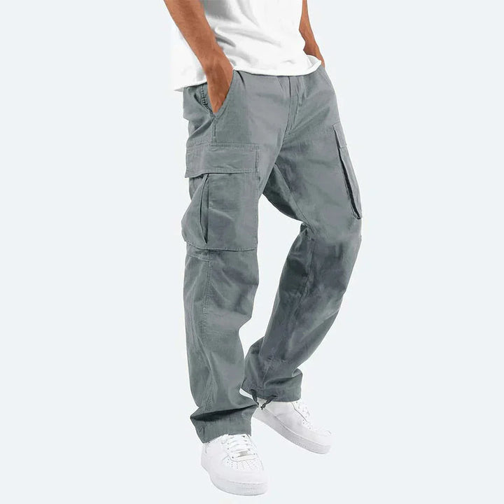 Modern men's cargo pants, combining street style with the utility of multi-pockets & a comfy fit.
