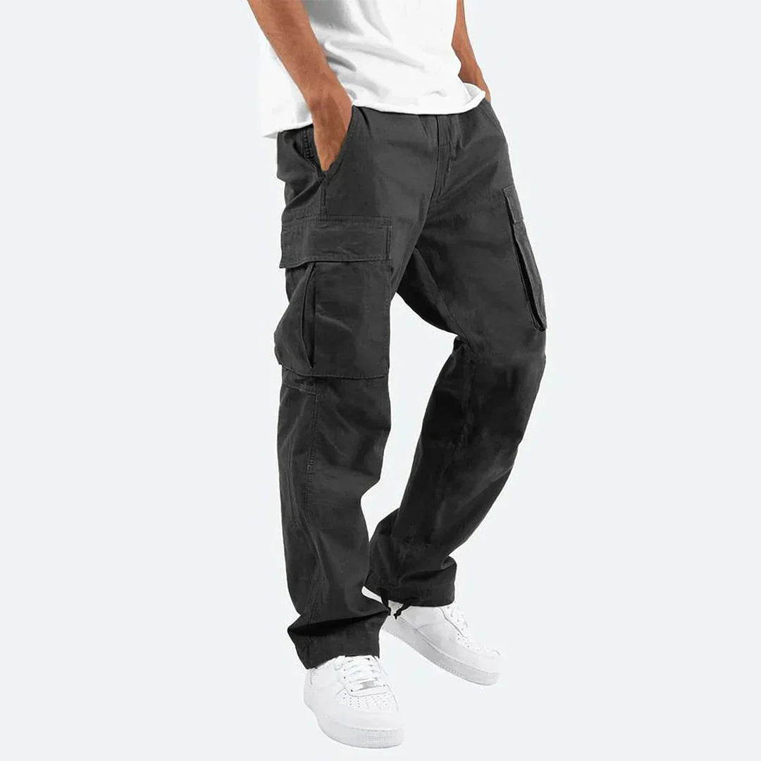 Durable men's utility pants with multiple pockets, perfect for outdoor activities & workwear comfort.