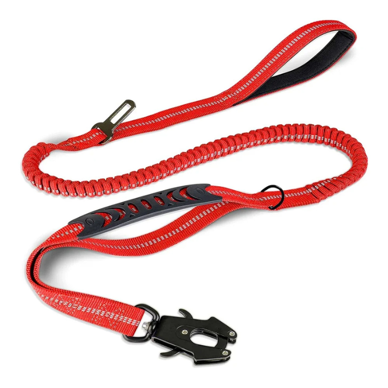 Versatile heavy-duty dog leash, functions as car restraint for safe pet travel & control.