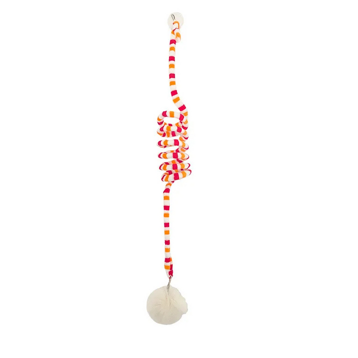 Engaging spiral cat toy for active play. Durable, interactive hanging toy with bell for feline exercise.